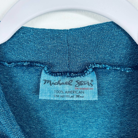 Michael Stars Teal Blue Shimmery Mock Neck Long Sleeved Tee One Size - Picture 3 of 5